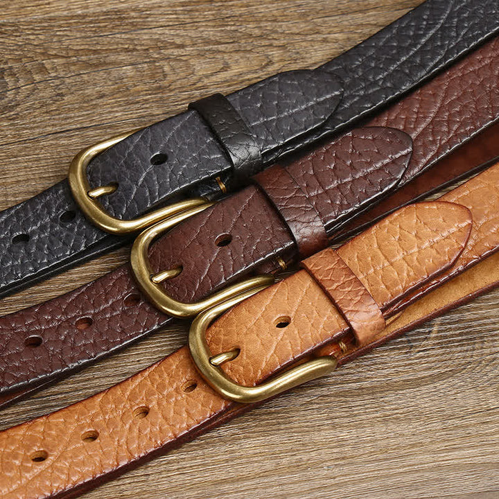 Men's Embossed Bison Skin Pattern Leather Belt - image 1