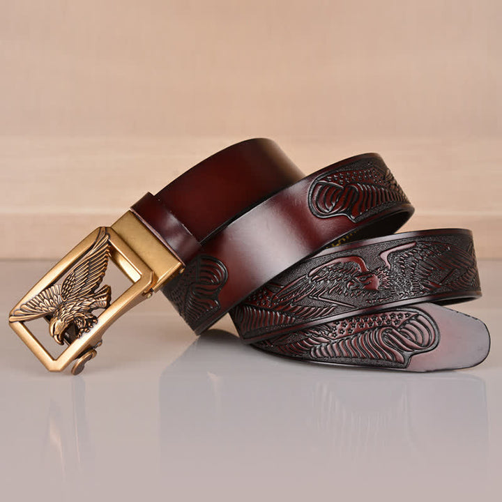 Men's Hollow Eagle Buckle Embossed Leather Belt - image 25