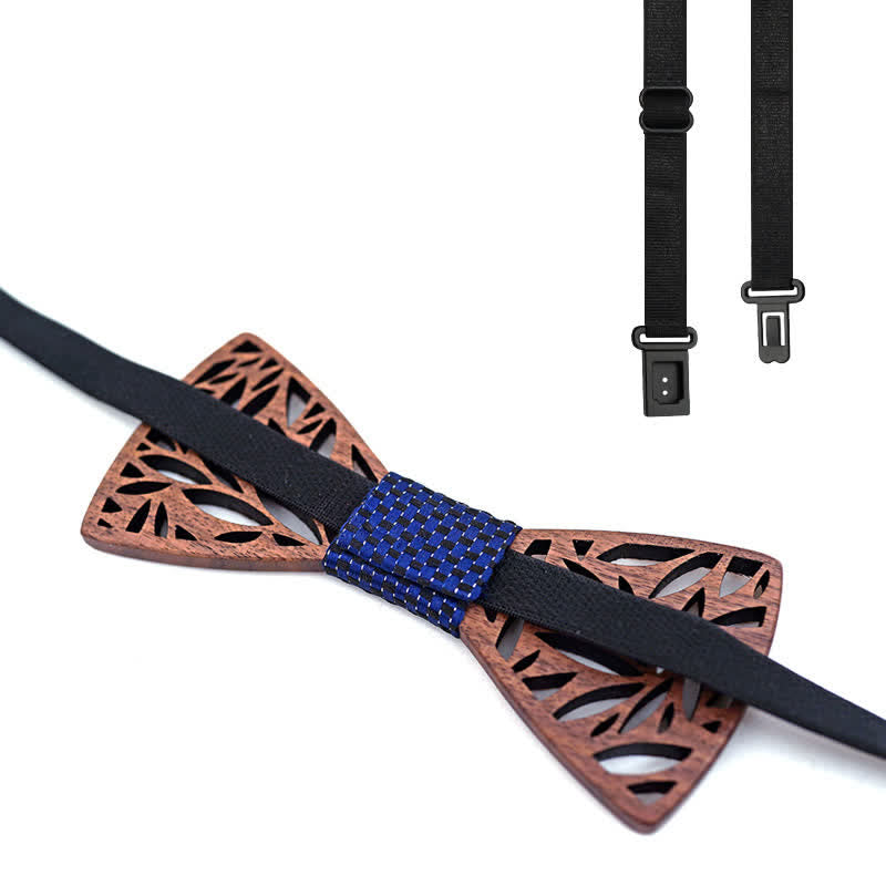 4pcs Men's Hollow Leaf Wooden Bow Tie Set - image 3
