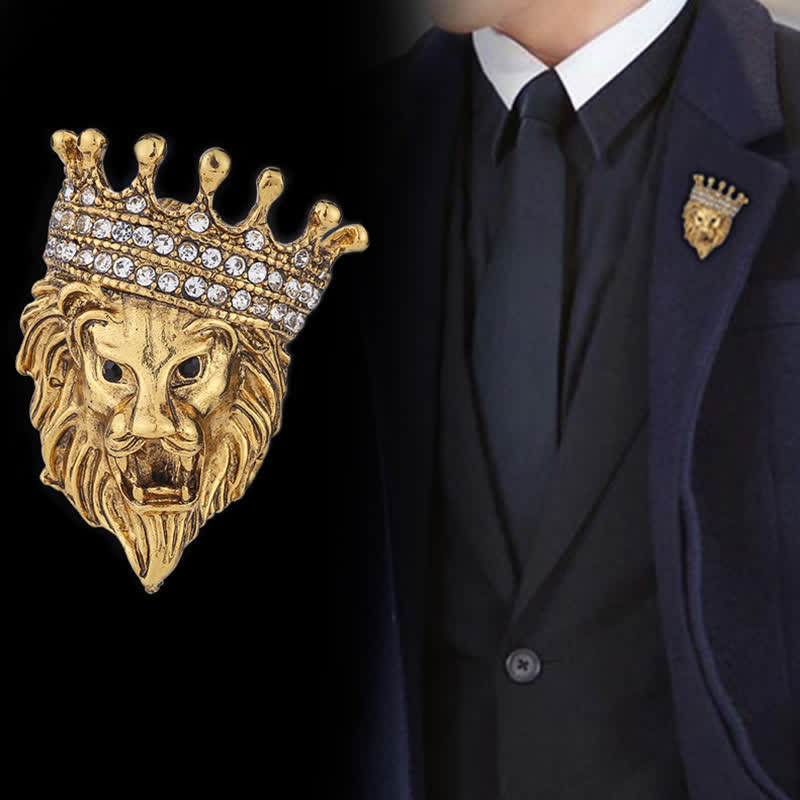 Men's Lordly King Lion Brooch - image 0