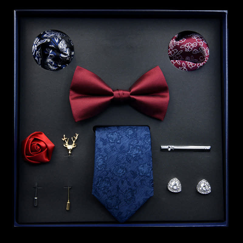 8Pcs Red&RoyalBlue Menswear Classic Business Bow Ties Gift Box - Red&RoyalBlue - image 0