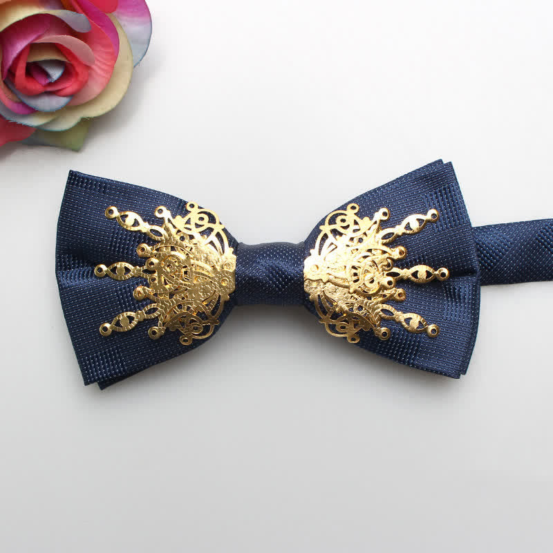 Men's Mosaic Bling Sunburst Bow Tie - Blue & Gold - image 7