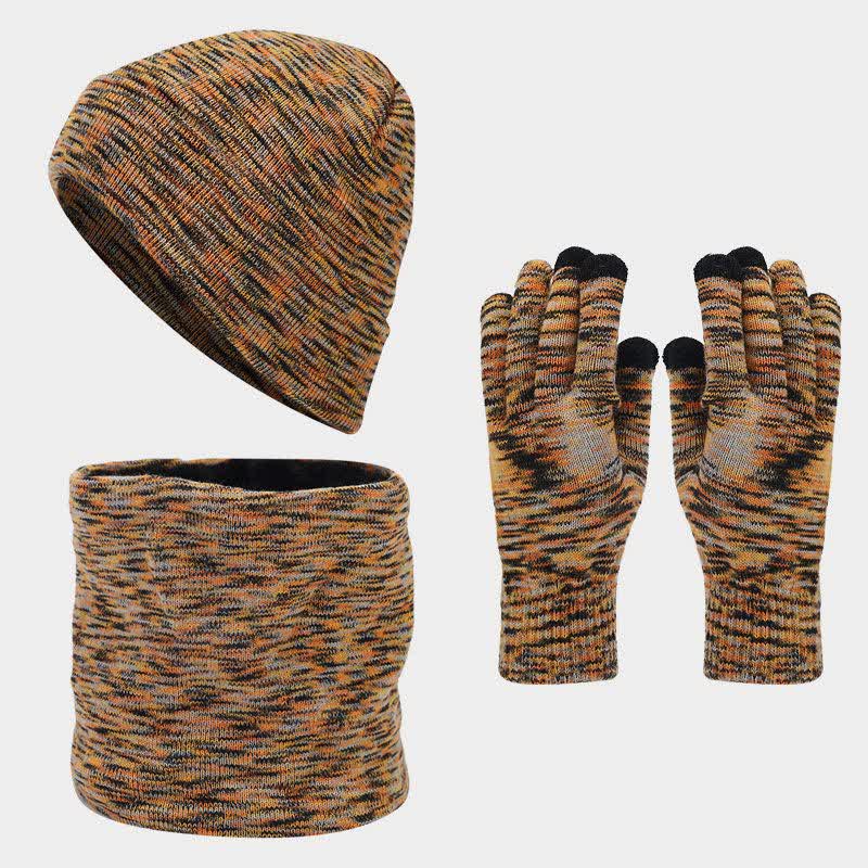 3Pcs Unisex Multi-Color Dying Hat Scarf Gloves Set - Orange - Adjustable (Approx. 21 5/8"-23 5/8") - image 0