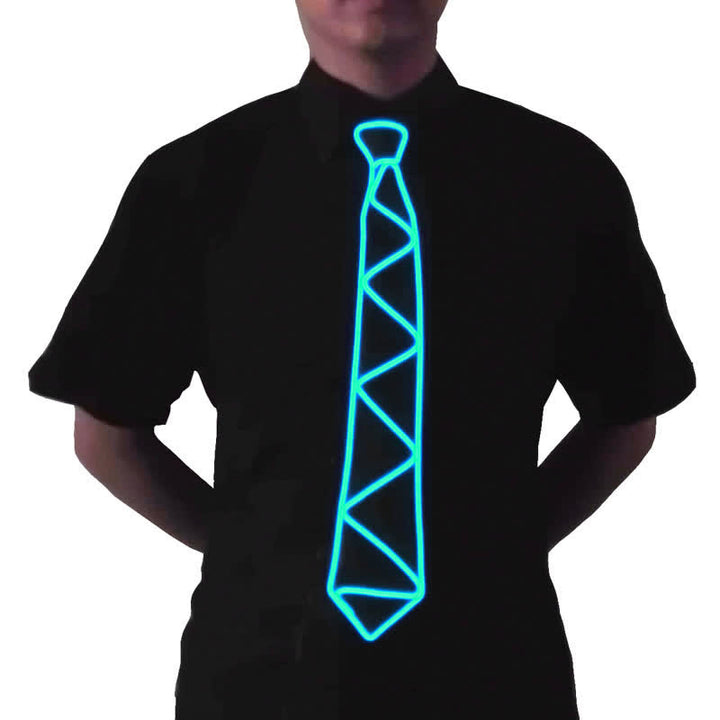 Cool Neon LED Strip Glowing Necktie - Ice Blue - image 6