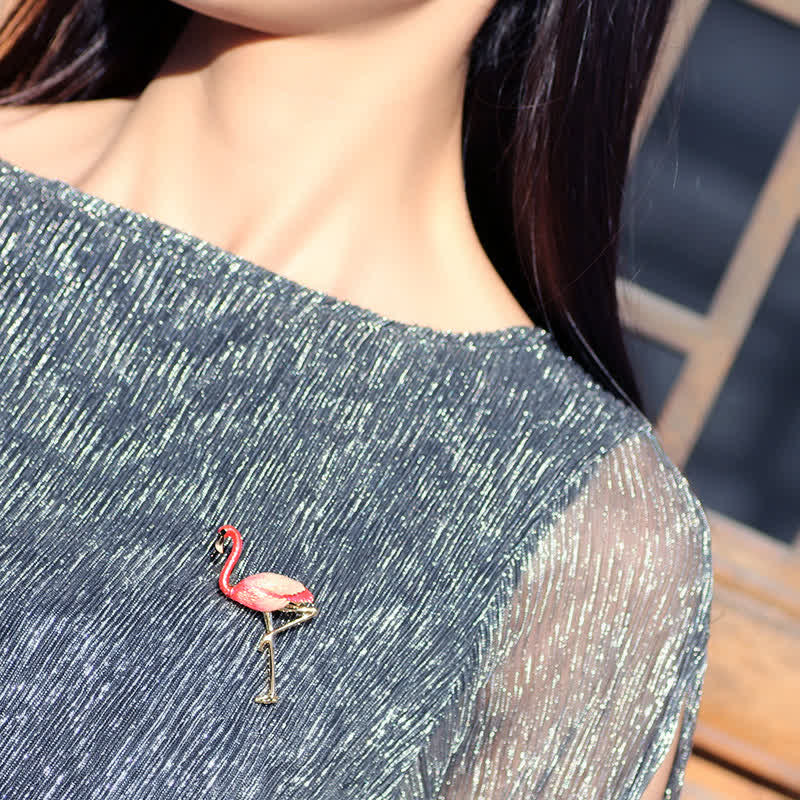Women's Exotic Enamel Flamingo Brooch - image 1