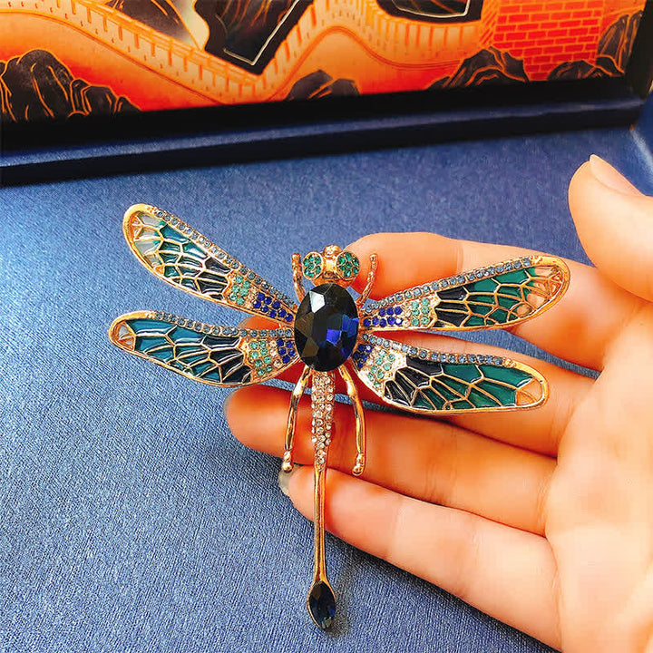 Women's Luxurious Palace Dragonfly Rhinestone Brooch - Blue - image 9