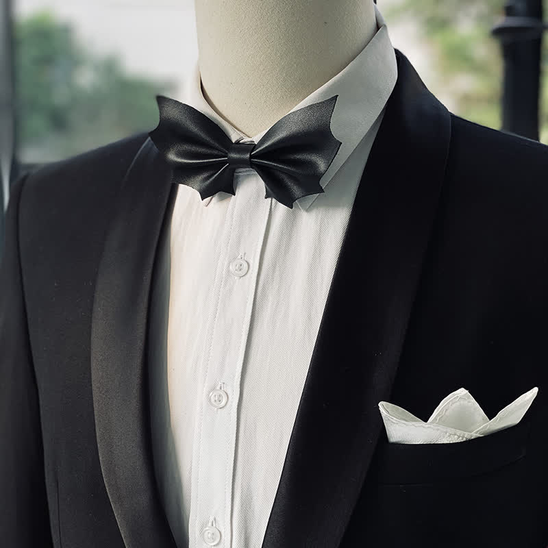 Men's Black Angel Wings Faux Leather Bow Tie - image 2