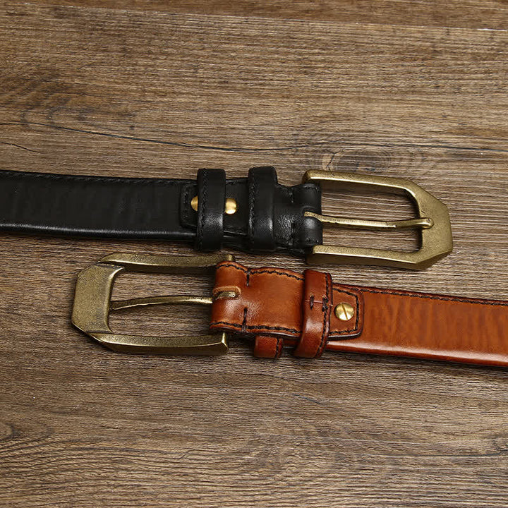 Men's Rectangular Buckle Glossy Leather Belt - image 2