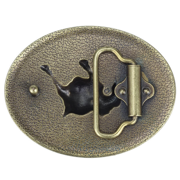 Men's DIY Cowboy Bullfighter Buckle Leather Belt - image 1