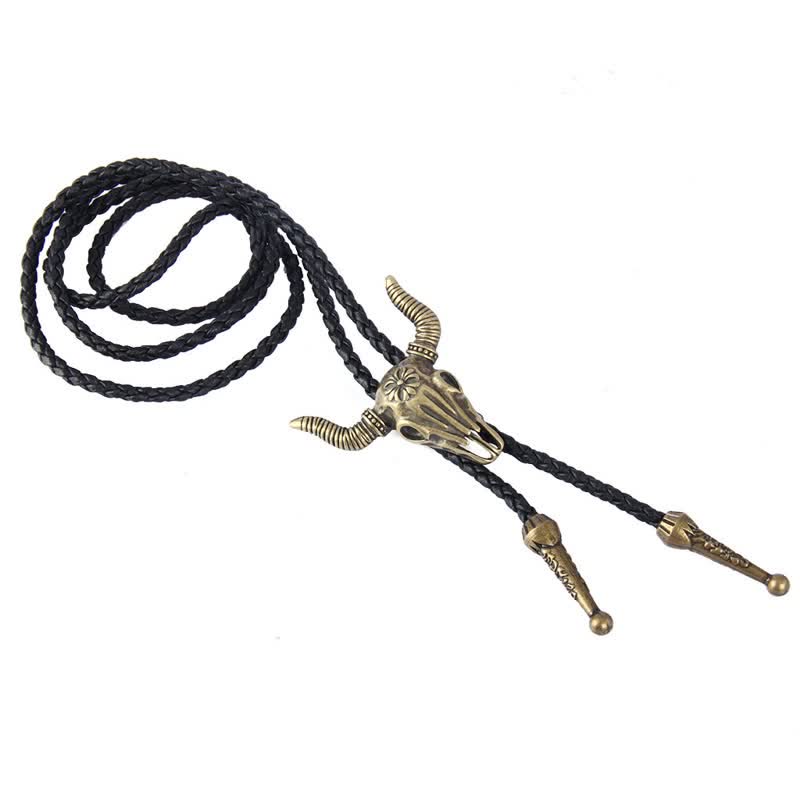 Vintage Native Style Bull Head Bolo Tie - image 5