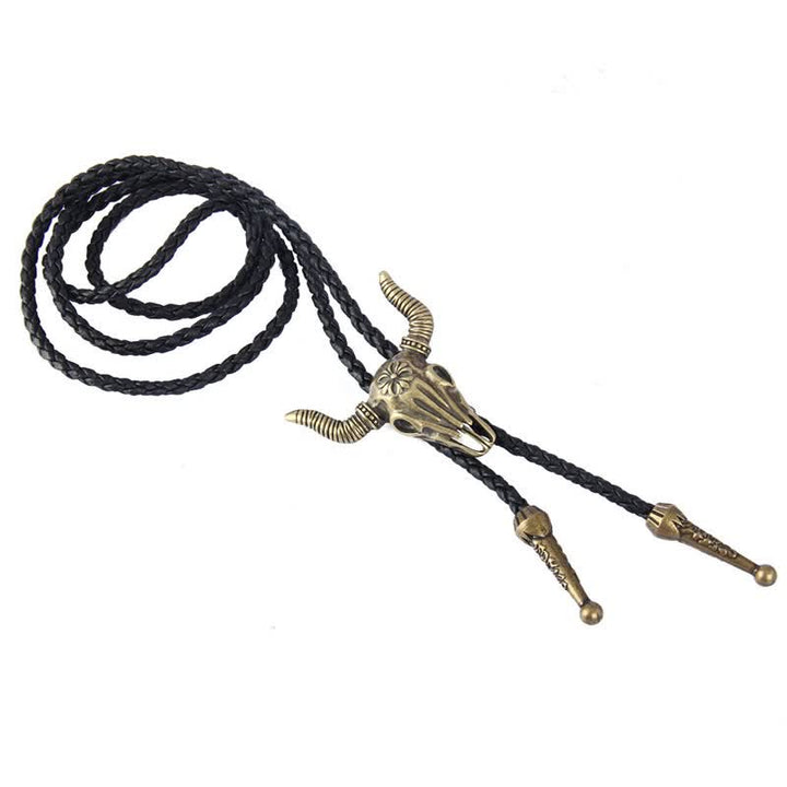 Vintage Native Style Bull Head Bolo Tie - image 5