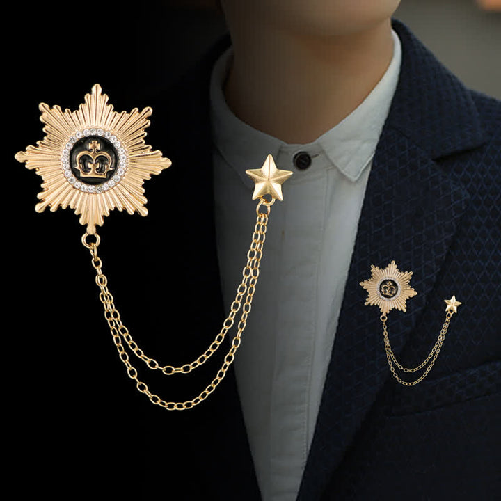 Men's Octagon Star Crown Chain Brooch - Gold - image 0