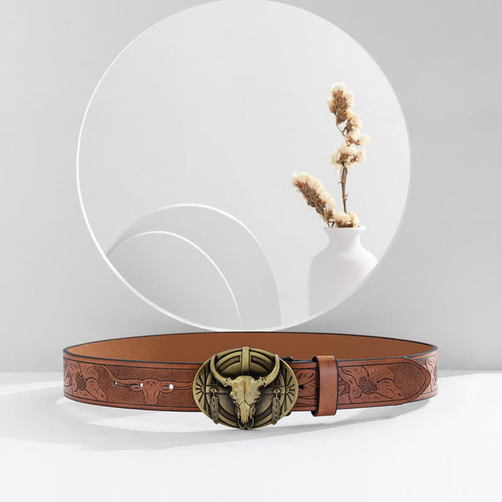 Men's Engraved Mad Bull Leather Belt - image 2