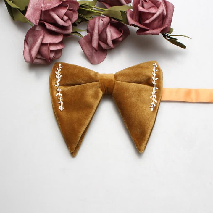 Men's Charming Velvet Oversized Pointed Bow Tie - Yellow - image 9