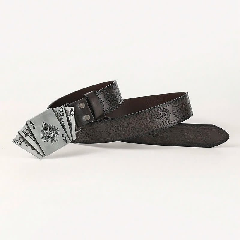 Men's Playing Cards Poker Gambling Leather Belt - image 2