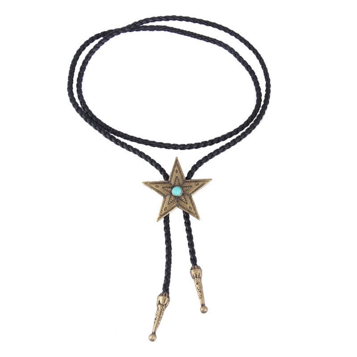 Vintage Natural Stone Star Pendant Necklace Bolo Tie - image 8