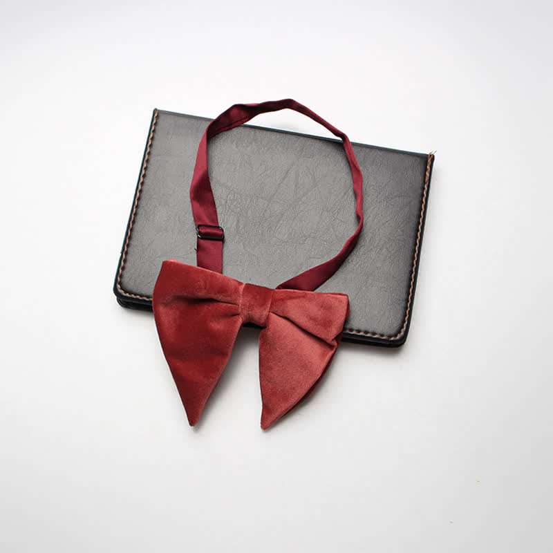 Men's Velvet Oversized Pointed Wedding Bow Tie - Brown - image 6