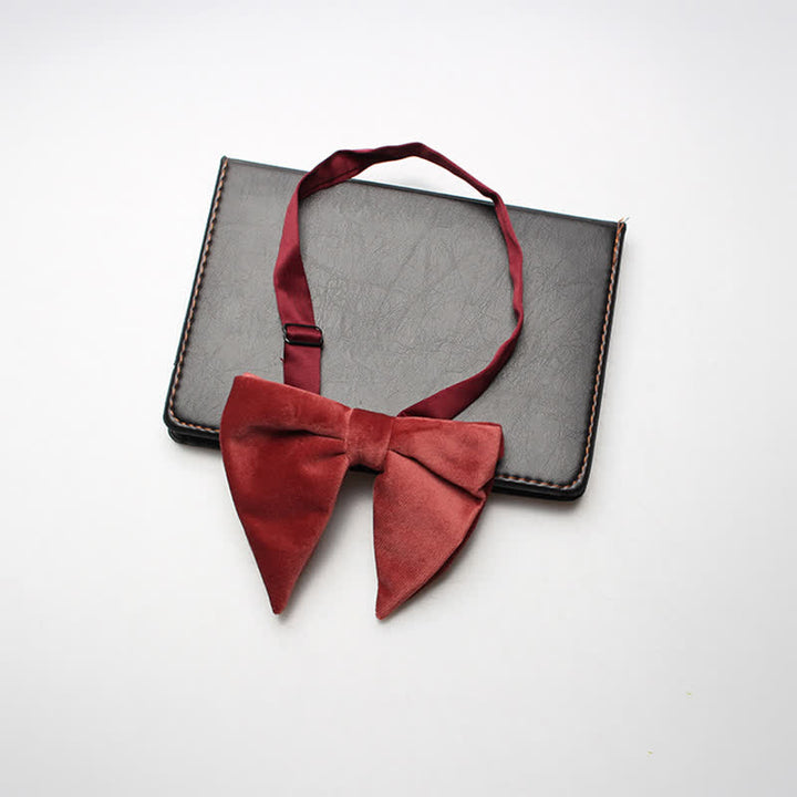 Men's Velvet Oversized Pointed Wedding Bow Tie - Brown - image 6
