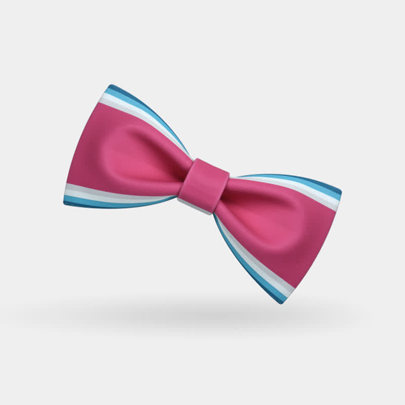 Men's Pink & Green Stripe Bow Tie - image 3