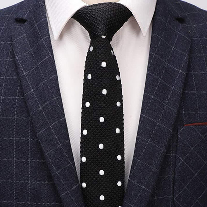 Men's White Polka Dot Knitted Necktie - image 3