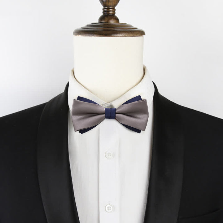 Men's Double-Layers Color Clash Bow Tie - image 8