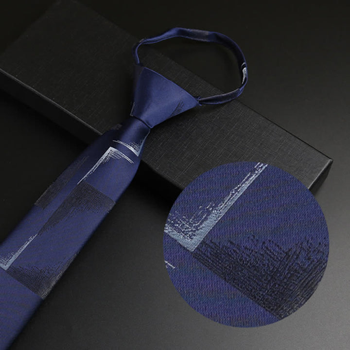 Men's Blue-Gray Zipper Tie Horizon Necktie - Navy - image 2