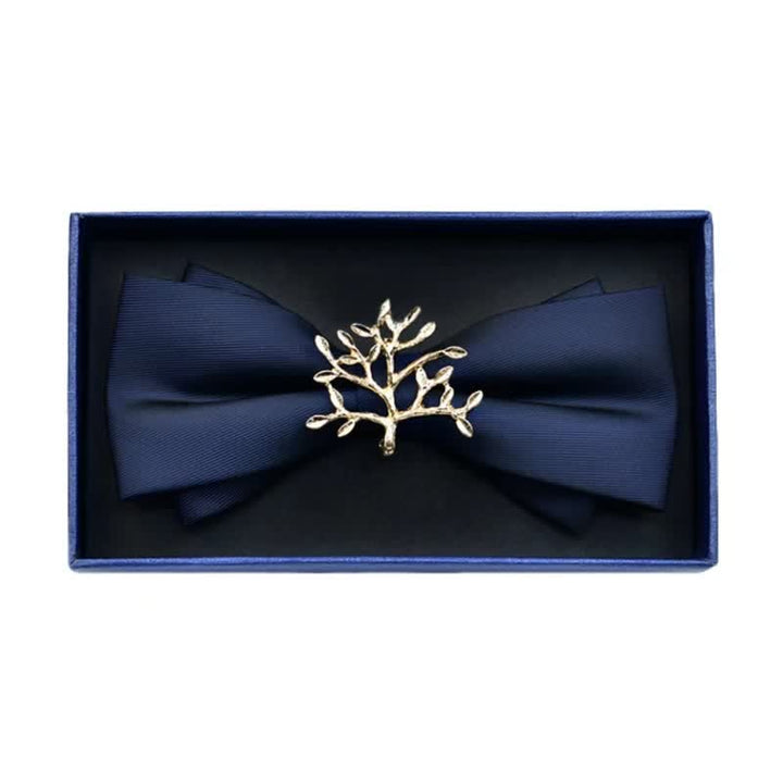 Men's Rhinestone Metal Matte Bow Tie - Tree - Navy - image 12