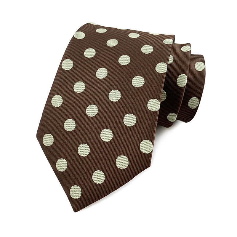 Men's Polka Dots Necktie - Medium Dots - Brown - image 23