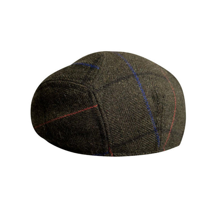 Vintage Olive Blue Orange Strips Beret Cap - image 4