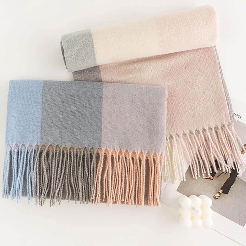Women's Warmth Shawl Plaid Tassel Scarf - image 6