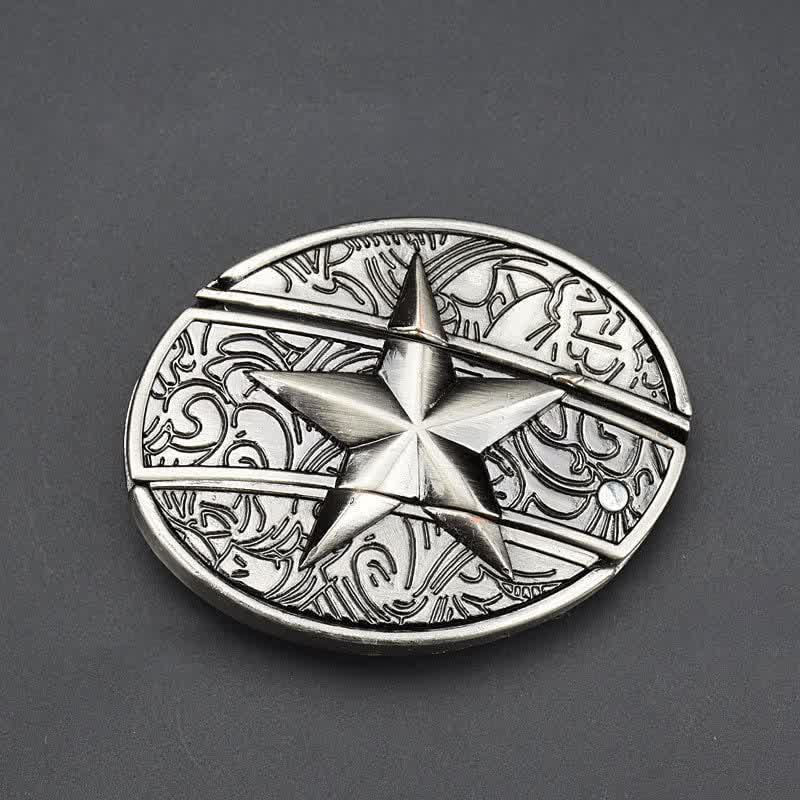 Men's Alone Pentagram Leather Belt With Folding Knife - image 1