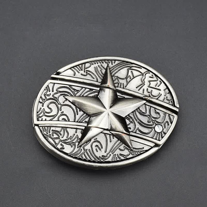 Men's Alone Pentagram Leather Belt With Folding Knife - image 1