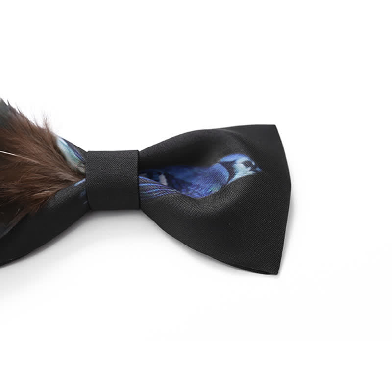 Black & Blue Magpie Feather Bow Tie - image 3