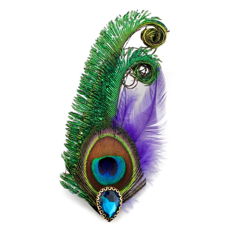 Rhinestone Peacock Eye Feather Brooch - Style #1 - image 0