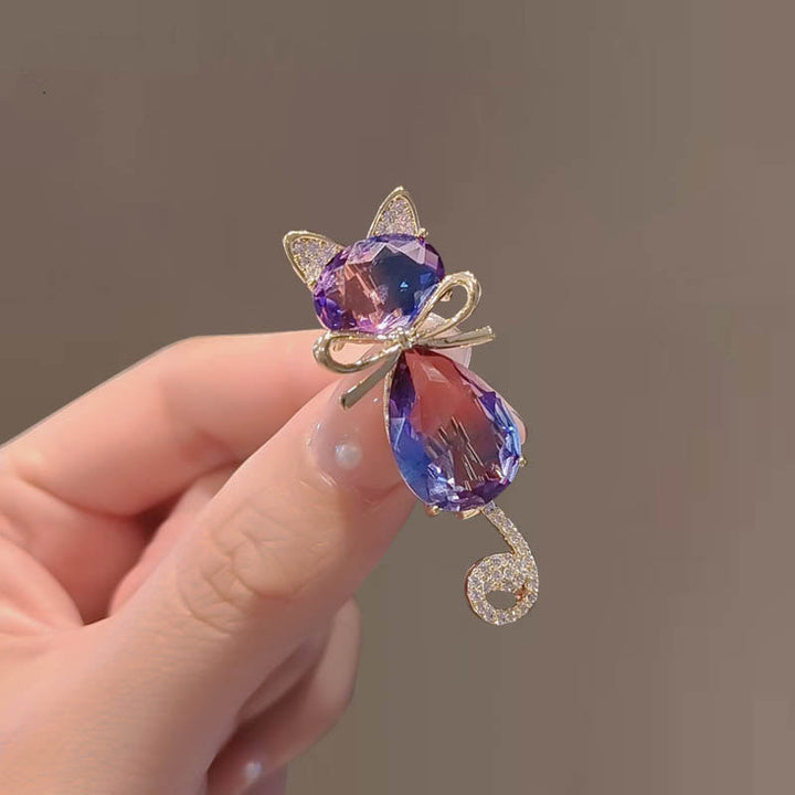 Women's Cute Kitty Rhinestone Brooch - image 5