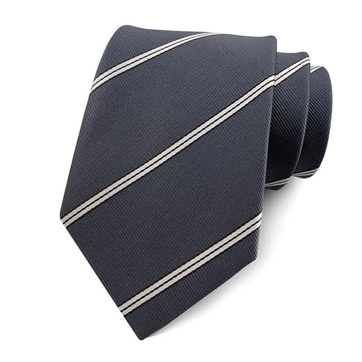 Men's Traditional Repp Striped Office Necktie - Gray - image 8