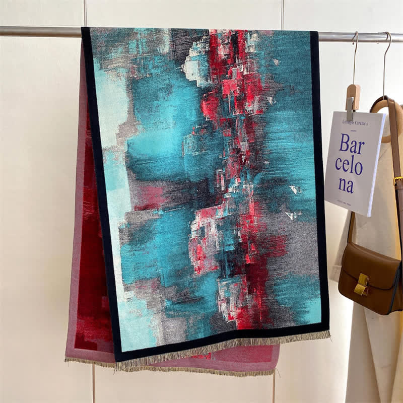Women's Magnificent Scene Oil Painting Thickened Scarf - Colorful City - image 7
