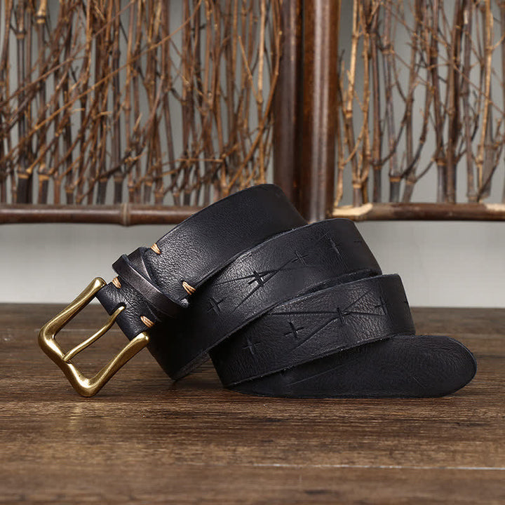 Men's Vintage Carving Crack Leather Belt - image 10