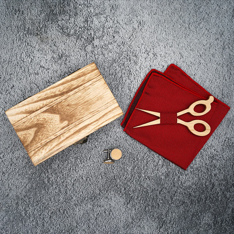 3Pcs Men's Scissors Wooden Bow Tie Set - image 2
