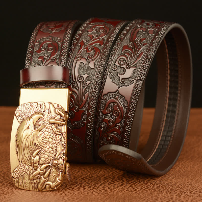 Men's Eagle Buckle Genuine Leather Embossing Belt - image 12