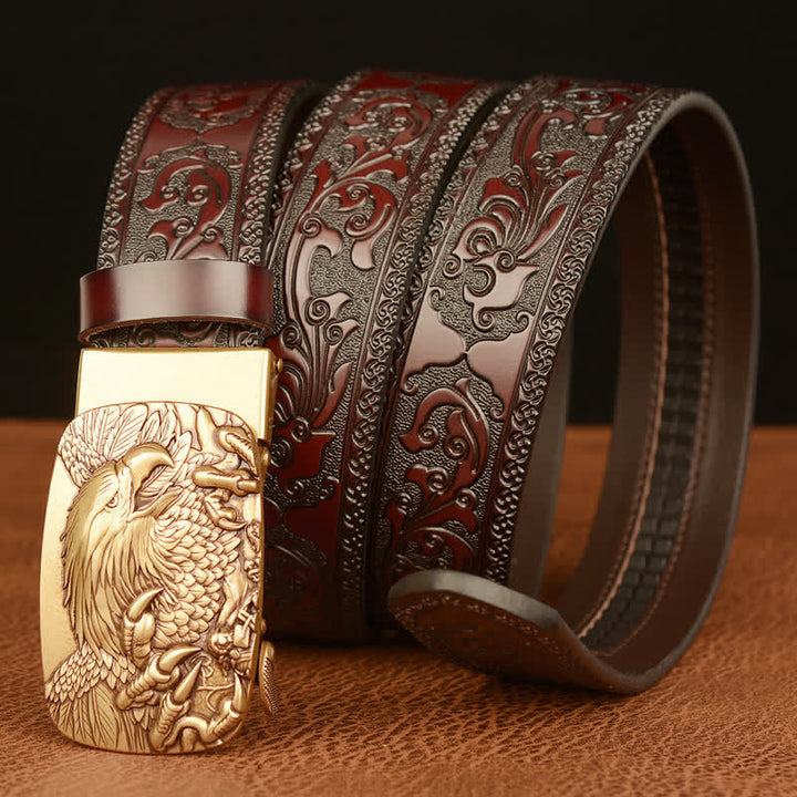 Men's Eagle Buckle Genuine Leather Embossing Belt - image 12