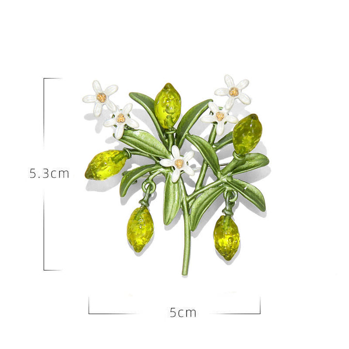 Women's Green Plant Lemon Drop Brooch  - image 6