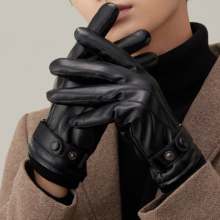 Men's Touch Screen Waterproof PU Leather Gloves - Style #1 - image 0