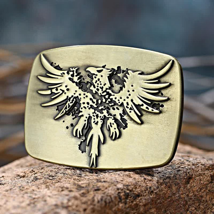 Men's DIY Rising Phoenix Eagle Buckle Leather Belt - Bronze - Without Belt - image 3