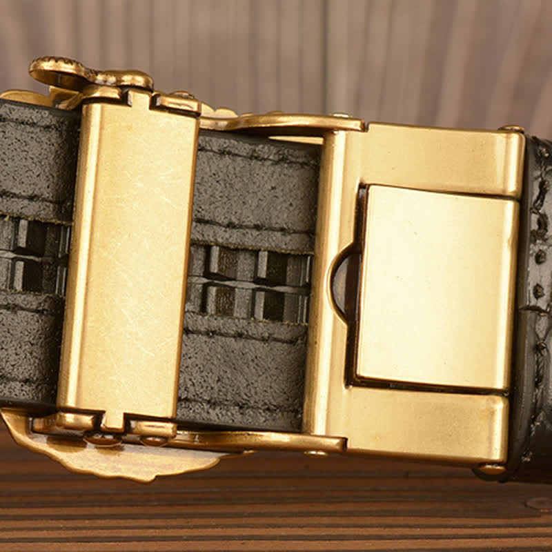 Men's Eagle Head Crocodile Embossed Leather Belt - image 6