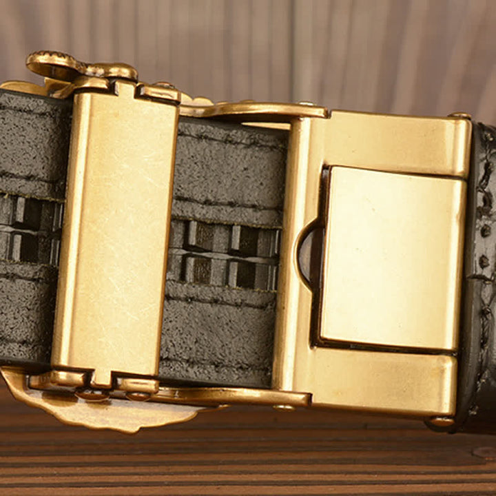 Men's Eagle Head Crocodile Embossed Leather Belt - image 6