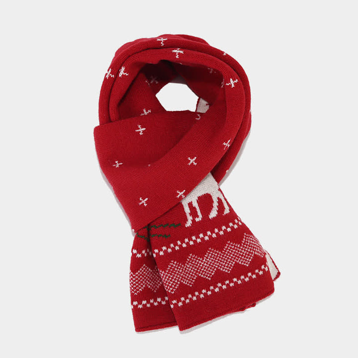 3Pcs Women's Reindeer Tree Jacquard Hat Scarf Gloves Set - image 4