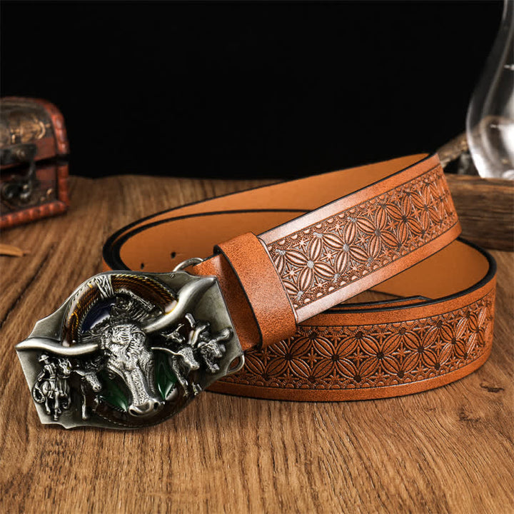 Men's Domineering Bull Head Leather Belt - Style #3 - 38 - image 4