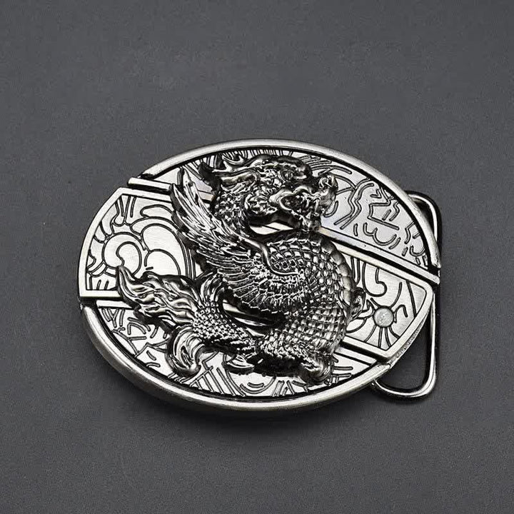 Men's Flying Dragon Leather Belt With Folding Knife - image 1