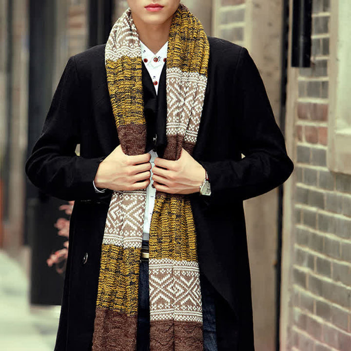 Men's Argyle Knitted Stitching Color Block Scarf - image 16